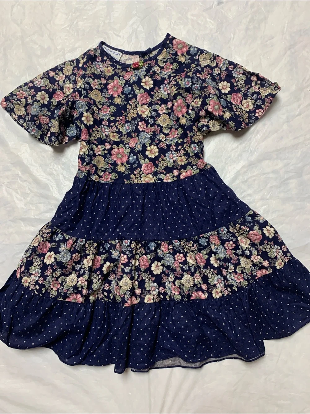 Fashion Girl Vintage Made In USA Floral Print Cottagecore Prairie Dress Kids 8
